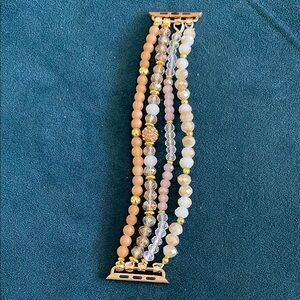 Gold and Pink Multi-Strand Beaded Bracelet style Apple watch band